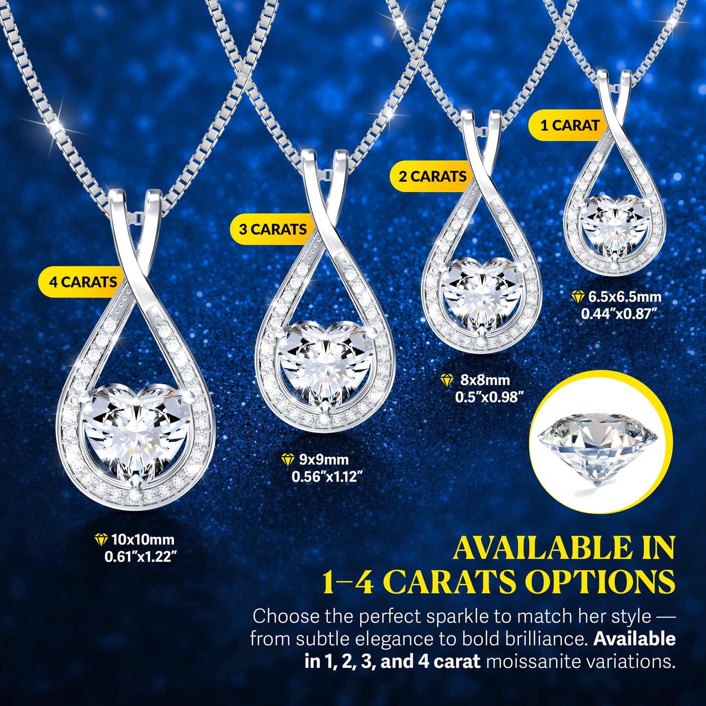 Infinity Heart Moissanite Pendant (1-4 CT. VVS1)