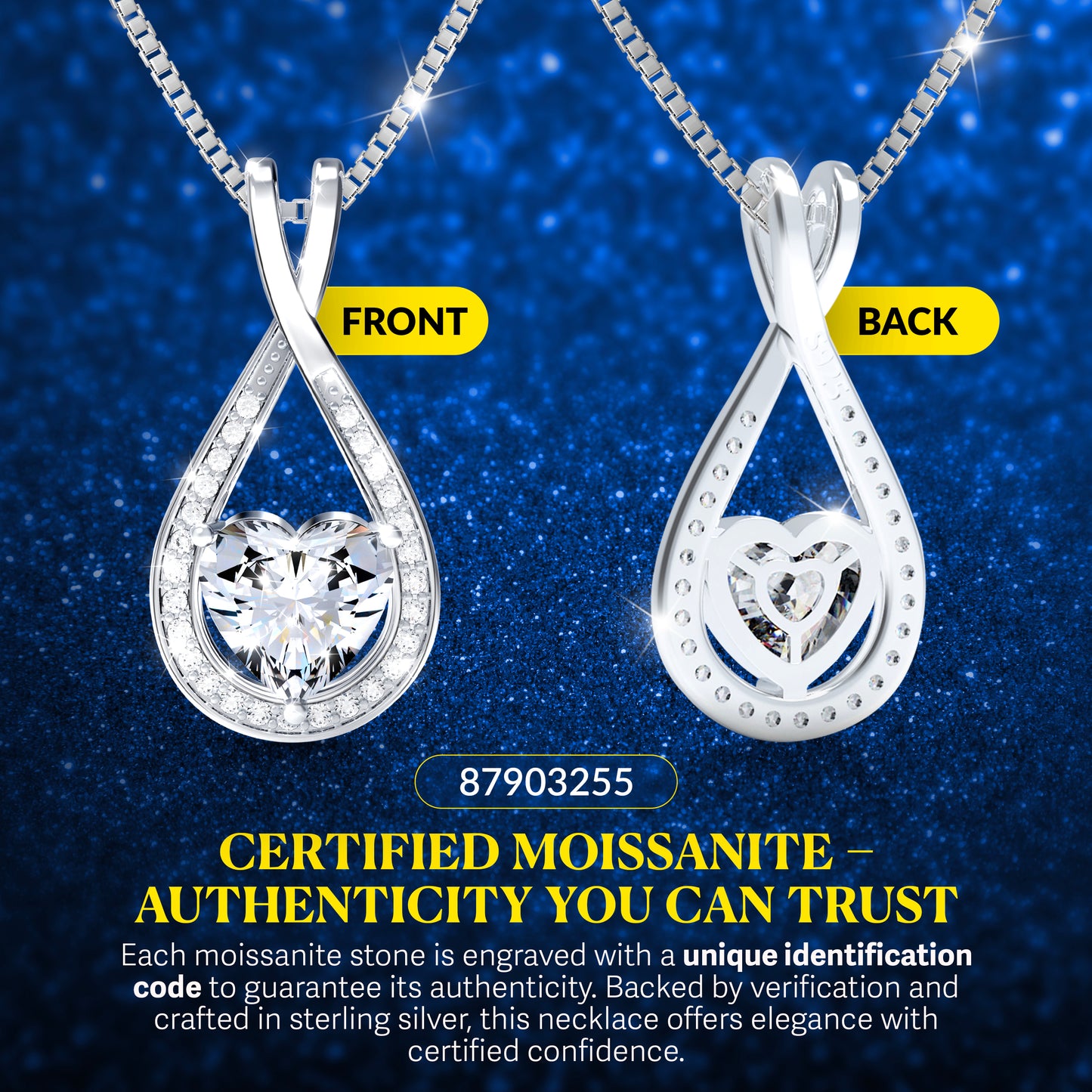 Infinity Heart Moissanite Pendant (1-4 CT. VVS1)