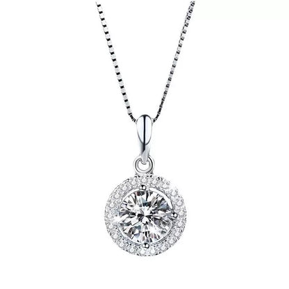 Halo Round Moissanite Pendant (.6 CT. VVS1)