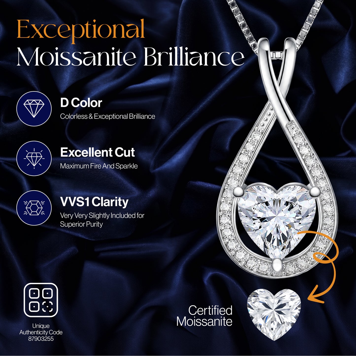 Infinity Heart Moissanite Pendant (1-4 CT. VVS1)