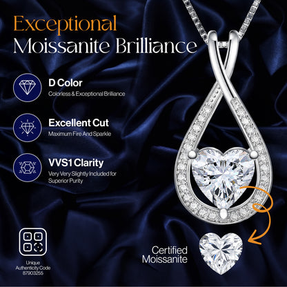 Infinity Heart Moissanite Pendant (1-4 CT. VVS1)