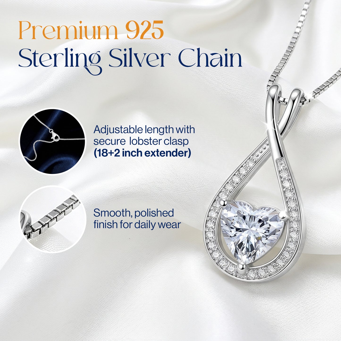 Infinity Heart Moissanite Pendant (1-4 CT. VVS1)